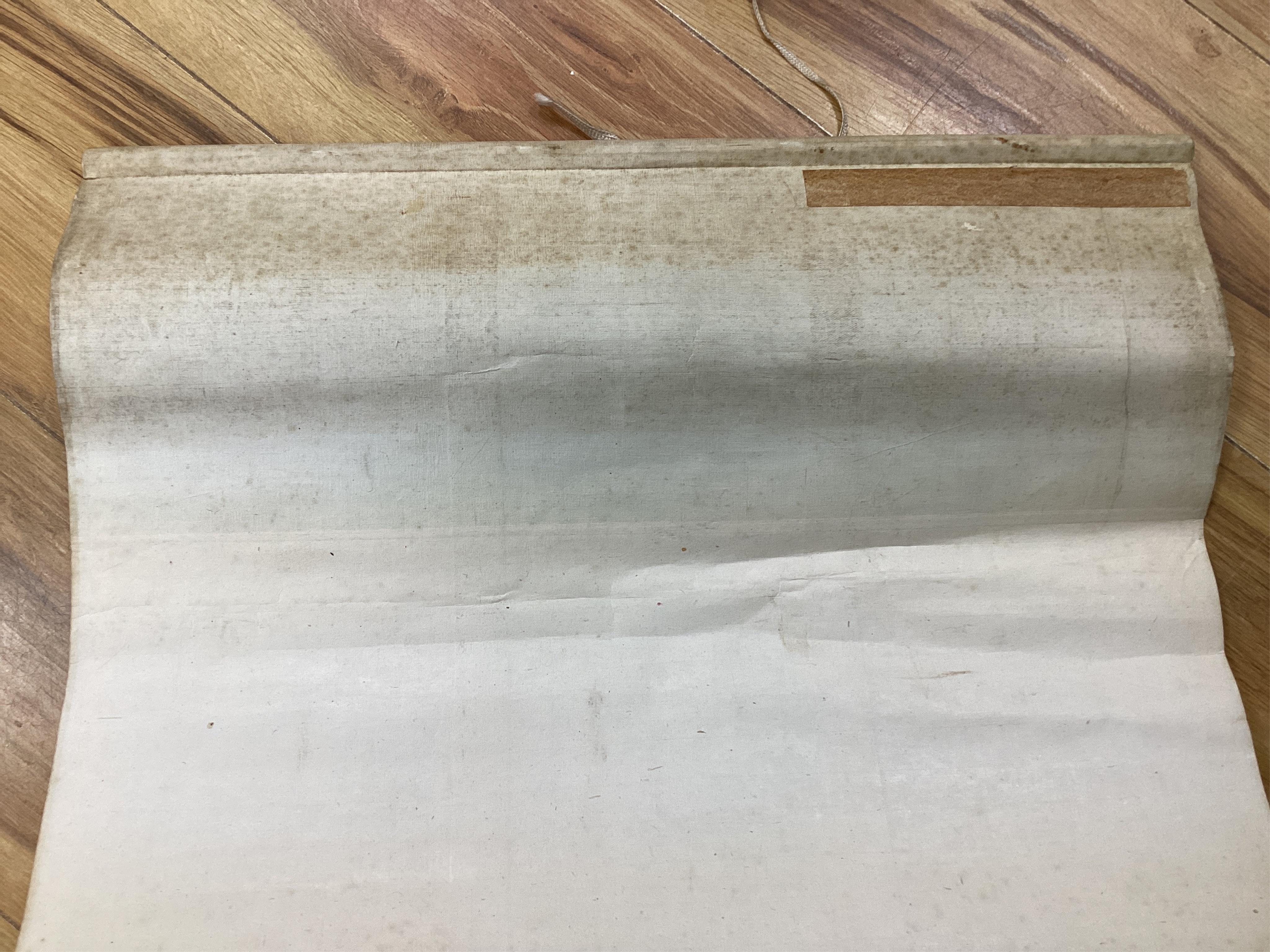 A set of four Chinese scroll paintings of ladies before landscapes, 48cm wide. Condition - fair